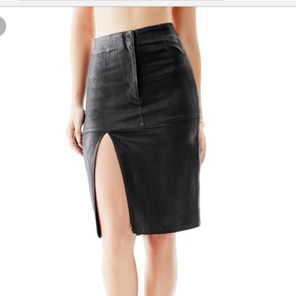 Stretchy Black Pencil Skirt w/High Slit from Guess - Picture 2 of 8